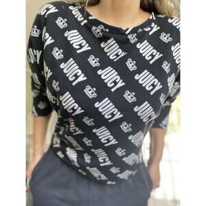 JUICY COUTURE Women Black With White Sweatshirt Size L